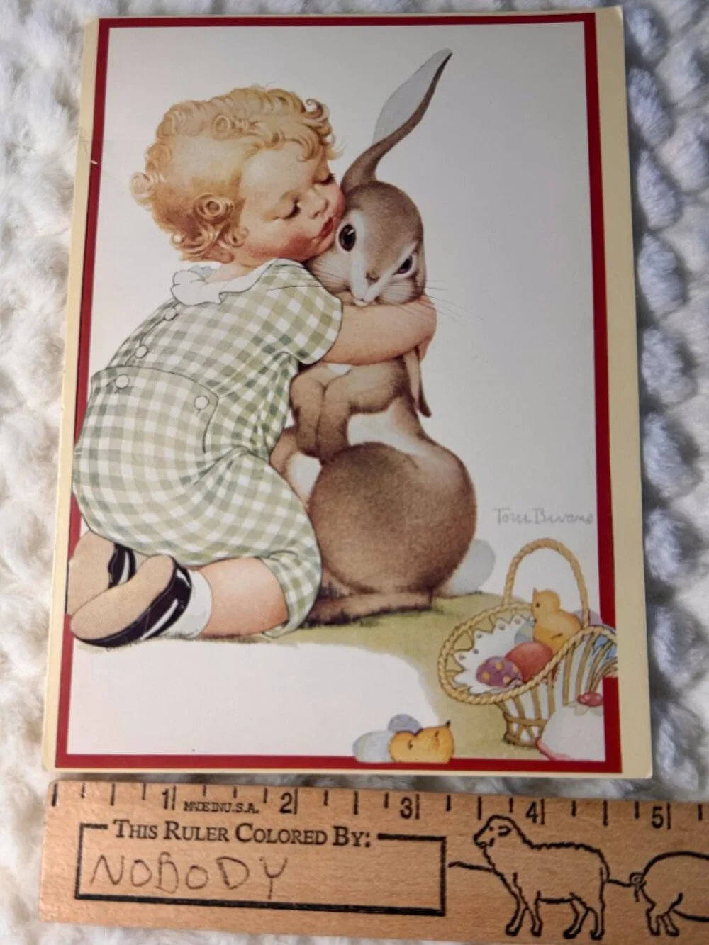 Vintage Memory Lane Bunny Boy Blank Card No envelope